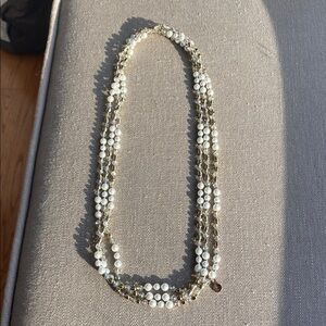 Elegant Gold Pearl and Crystal Beaded Necklace